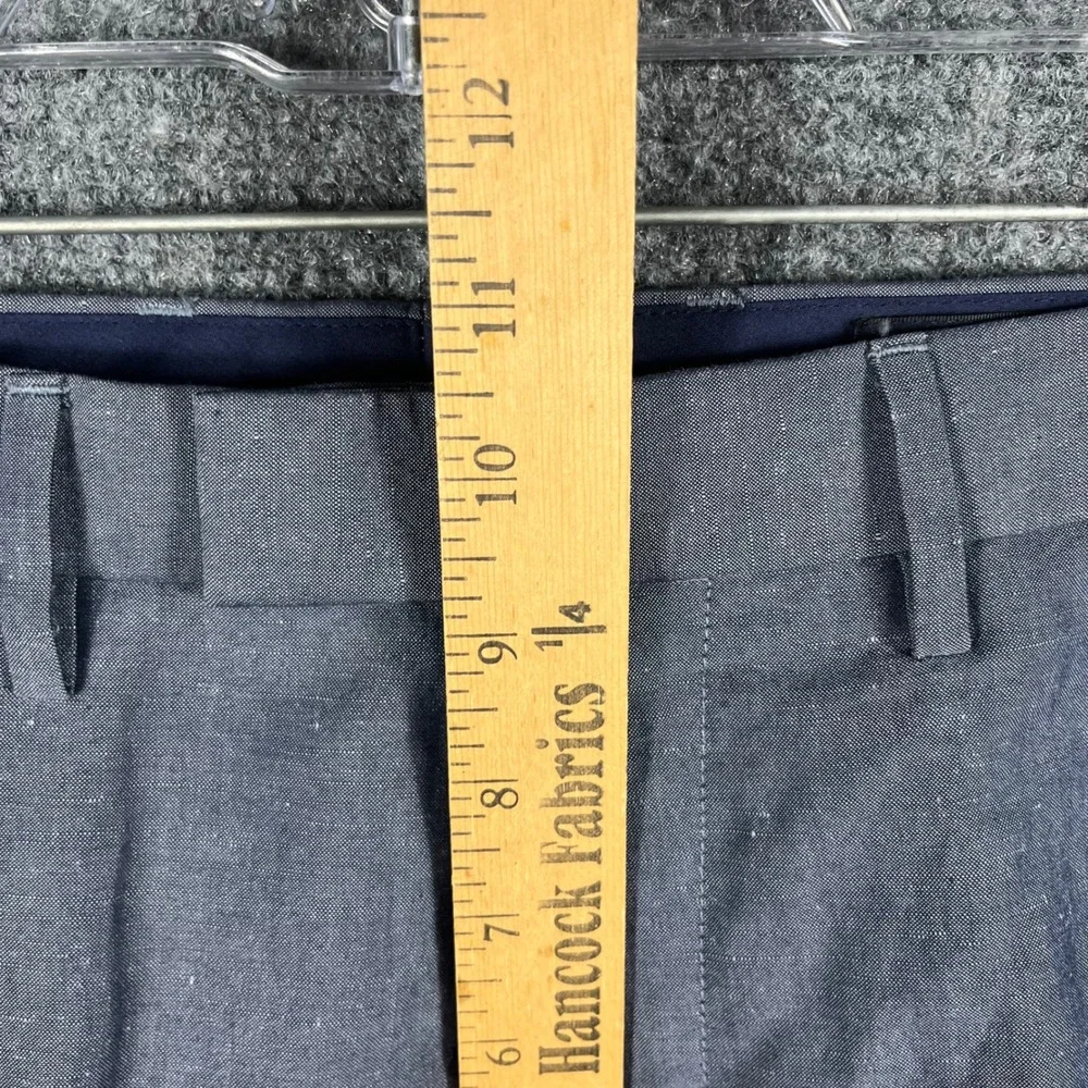 Banana Republic Dress Pants Mens 32 Blue Grey Linen Cotton Tailored Slim Fit